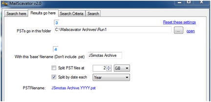 MailScavator filter screen